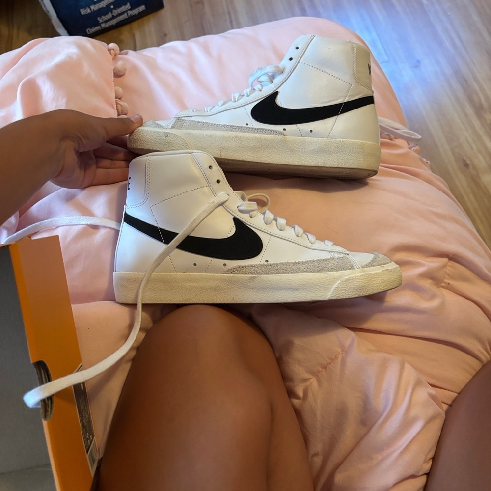 Nike White and Black High-Top Sneakers